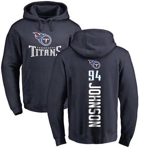 Tennessee Titans Men Navy Blue Austin Johnson Backer NFL Football 94 Pullover Hoodie Sweatshirts